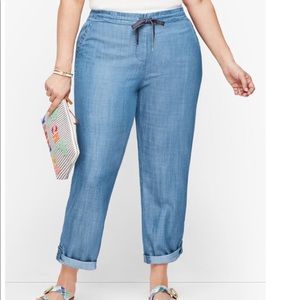 NWT Talbots Chambray Summer Twill Crop Pant Jogger